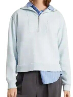 Everlane Re-Track Half Zip Sweatshirt Sky Blue Womens Medium Boxy Active